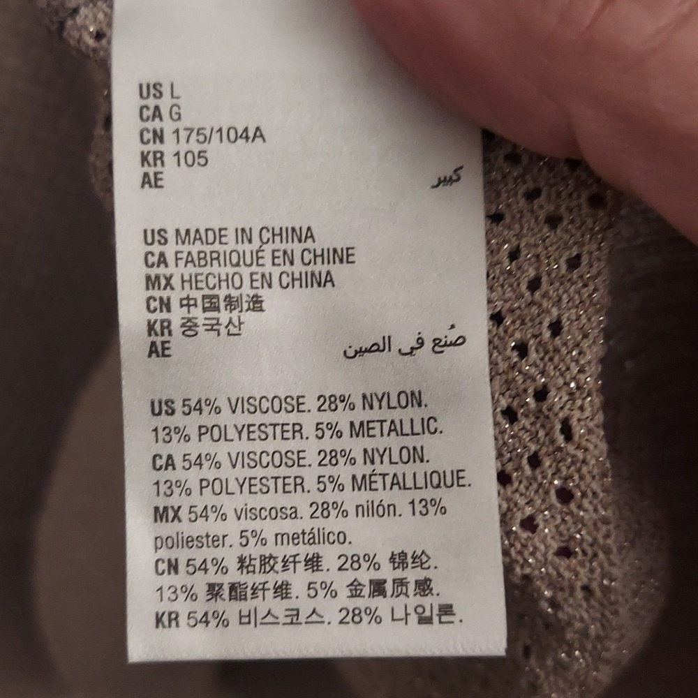 NEW INC INTERNATIONAL CONCEPTS L Tan Metallic Split Long Sleeve Knit Sweater - Picture 14 of 16